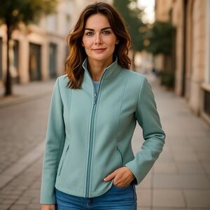 Spanner Ice Blue Zip Funnel Neck Jacket | Size 8